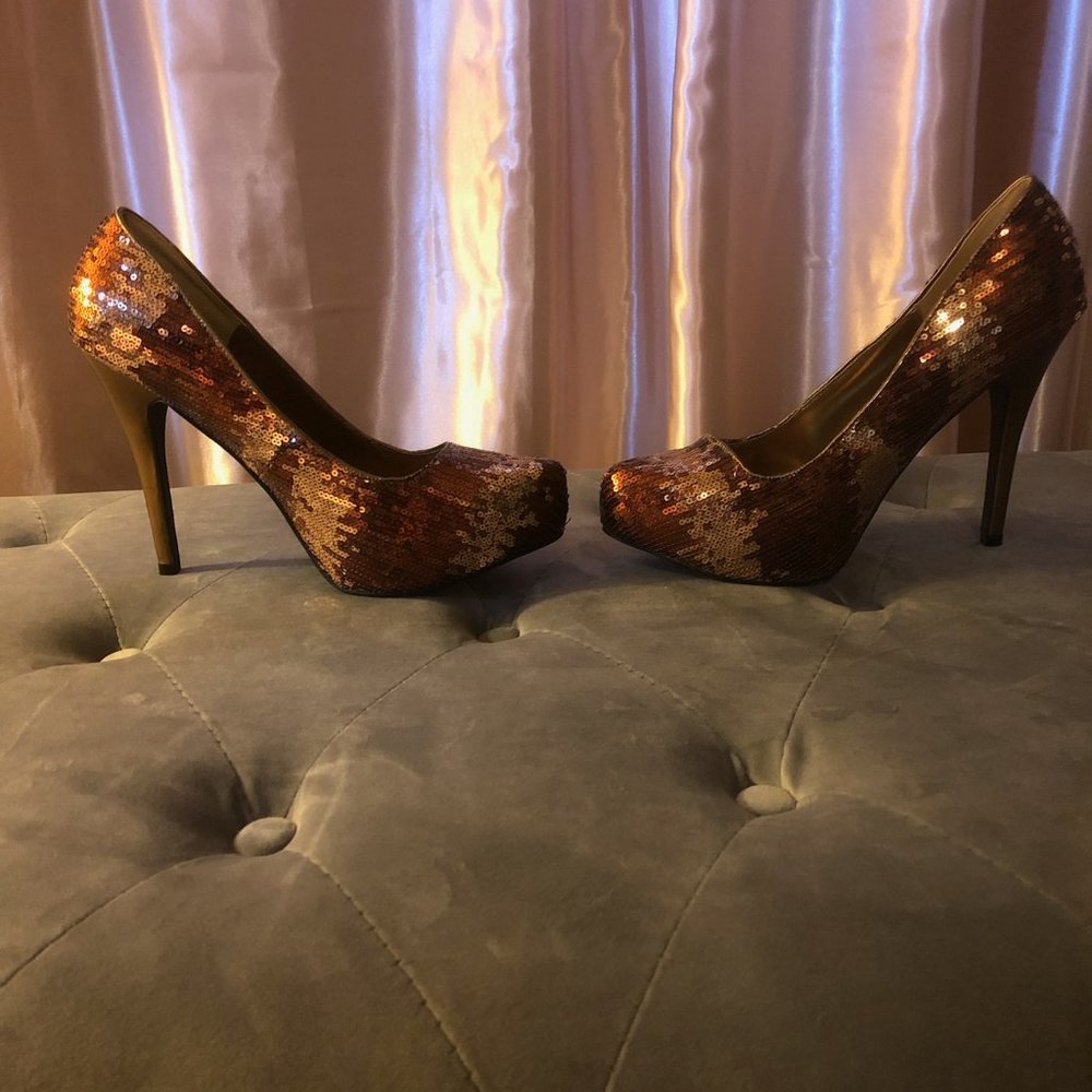 Vintage JustFabulous Tomoko Ombre Sequin Stiletto Pumps, Size 8.5